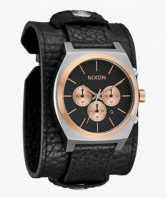 Nixon Time Teller Chrono Silver, Rose Gold & Black Analog Watch