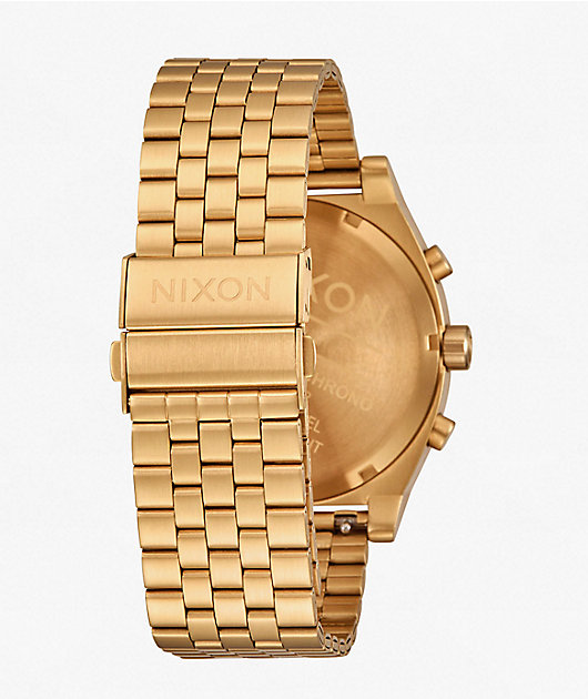 Nixon Time Teller Gold & Green Sunray Analog Watch