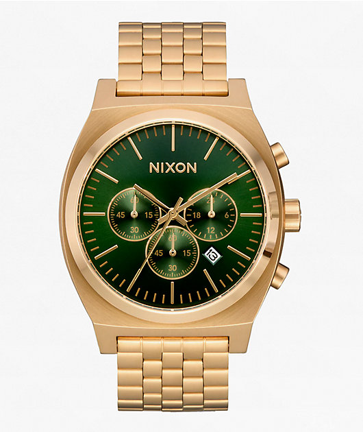 Nixon Time Teller Gold & Green Sunray Analog Watch