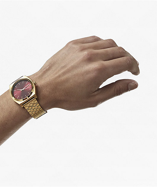 Nixon Time Teller Gold & Oxblood Sunray Analog Watch