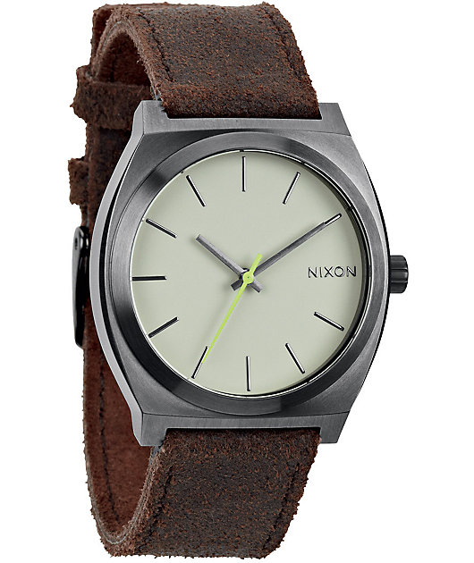 nixon time teller leather strap