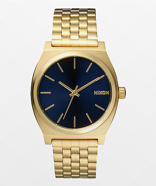 Nixon Time Teller Light Gold Cobalt Analog Watch Zumiez