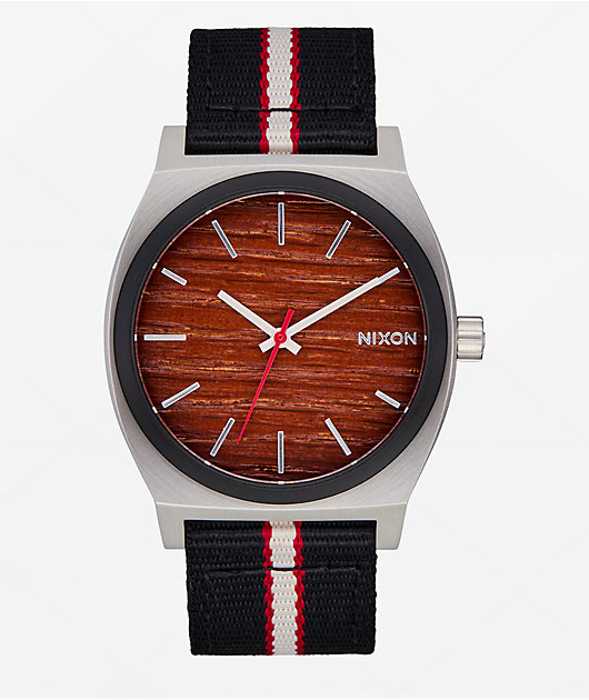 Nixon Time Teller Nylon Silver, Rosewood & Black Analog Watch