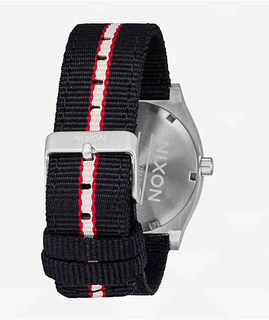 Nixon Time Teller Nylon Silver, Rosewood & Black Analog Watch