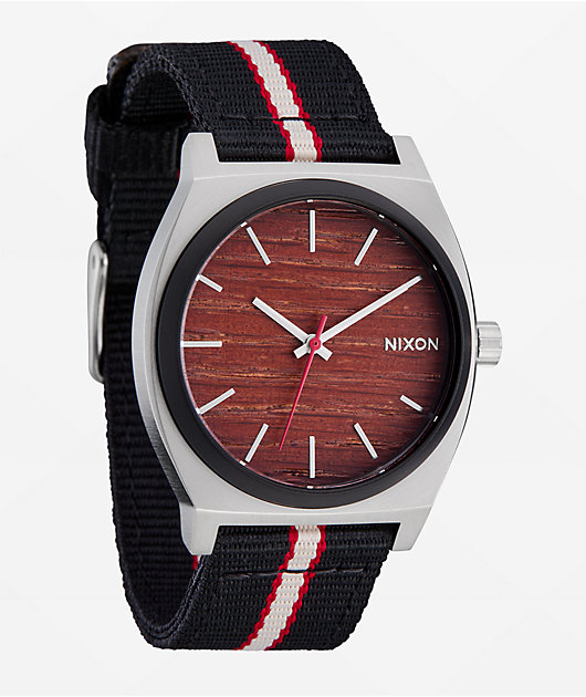 Nixon Time Teller Nylon Silver, Rosewood & Black Analog