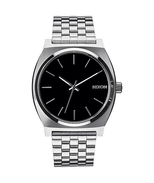 Nixon Time Teller Silver Black Analog Watch Zumiez