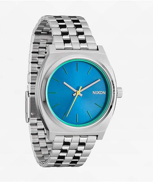 Nixon Time Teller Silver & Byron Blue Analog Watch
