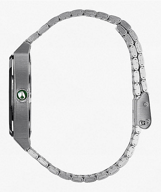 Nixon Time Teller Silver & Green Sunray Analog Watch