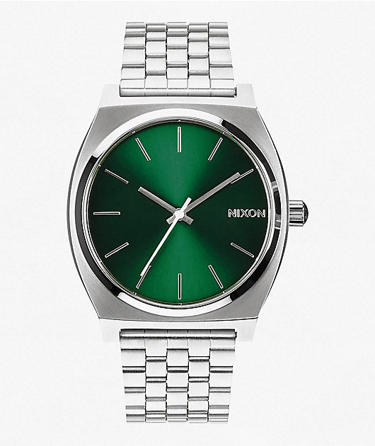 Nixon Time Teller Silver & Green Sunray Analog Watch
