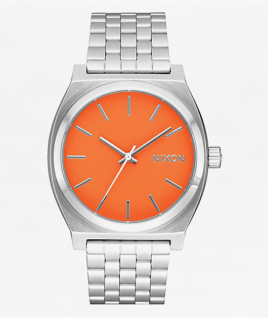 Nixon Time Teller Silver & Mandarin Analog Watch