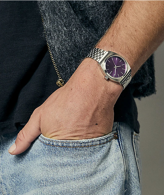 Nixon Time Teller Silver & Purple Sunray Analog Watch