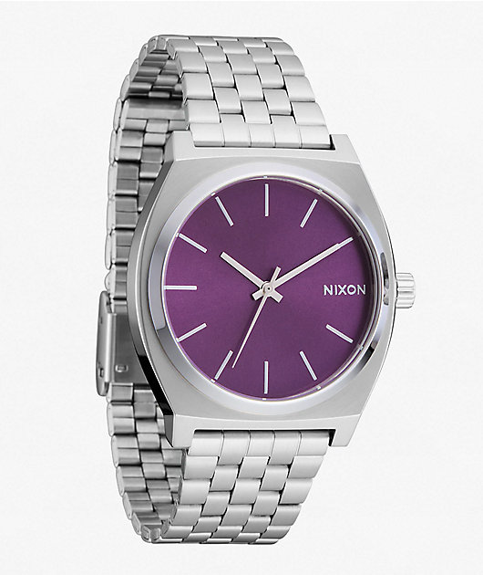 Nixon Time Teller Silver & Purple Sunray Analog Watch