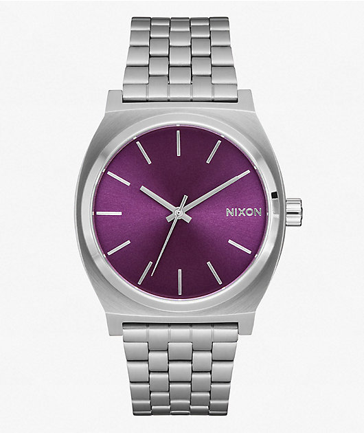 Nixon Time Teller Silver & Purple Sunray Analog Watch
