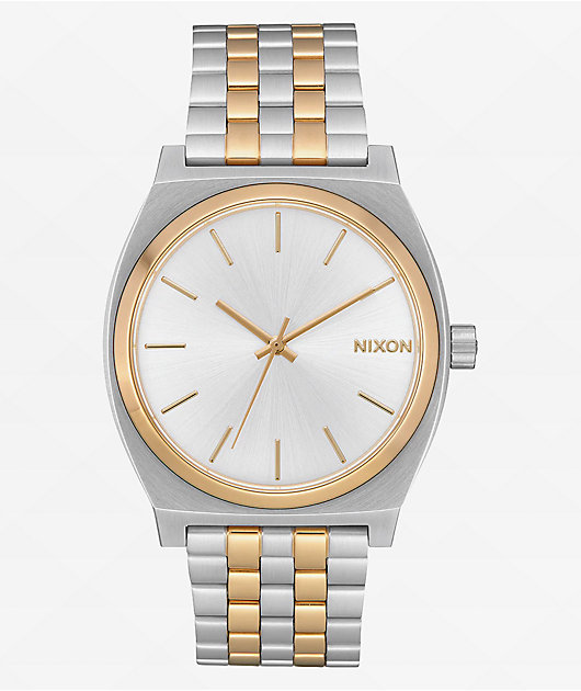 Nixon Time Teller Silver & Gold Analog Watch