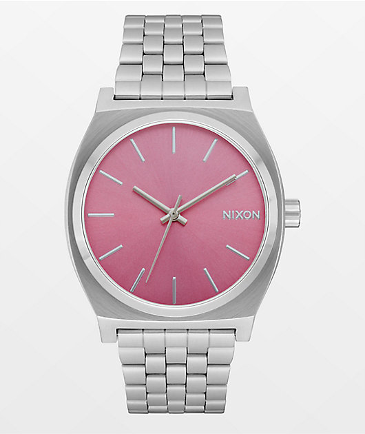 Nixon Time Teller Silver & Pink Analog Watch | Zumiez