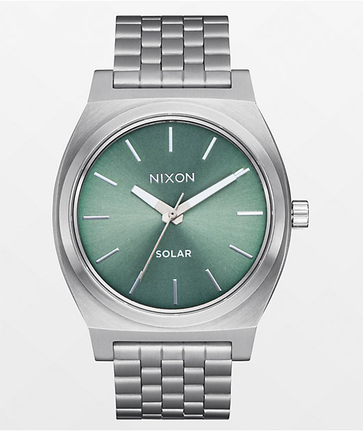 Nixon Time Teller Solar Silver & Jade Sunray Analog Watch