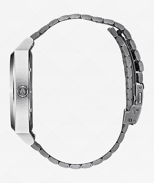 Nixon Time Teller Solar Silver & Salmon Analog Watch
