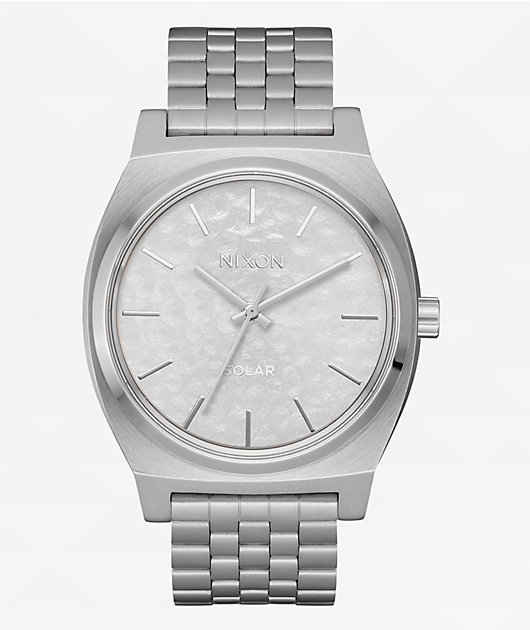 Nixon Time Teller Solar Silver & Snow Analog Watch