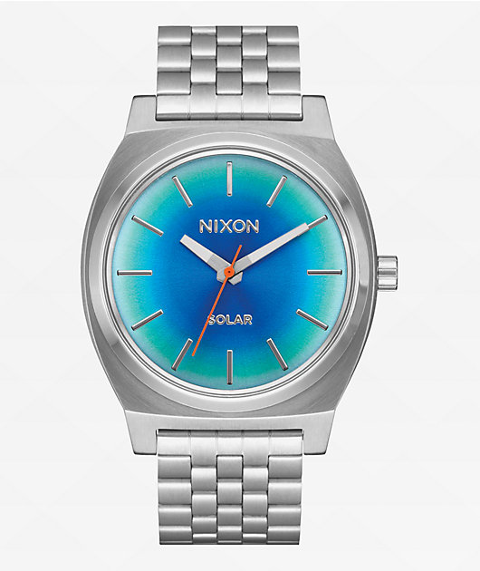 箱無し！【電池新品の美品】NIXONのTIME TELLER クリア&レインボー Nixon Time Teller Solar Silver & Rainbow Analog Watch | Zumiez