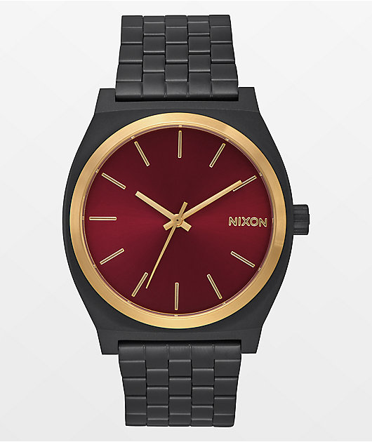 Nixon Time Teller reloj en negro, dorado y borgoña con acabado mate