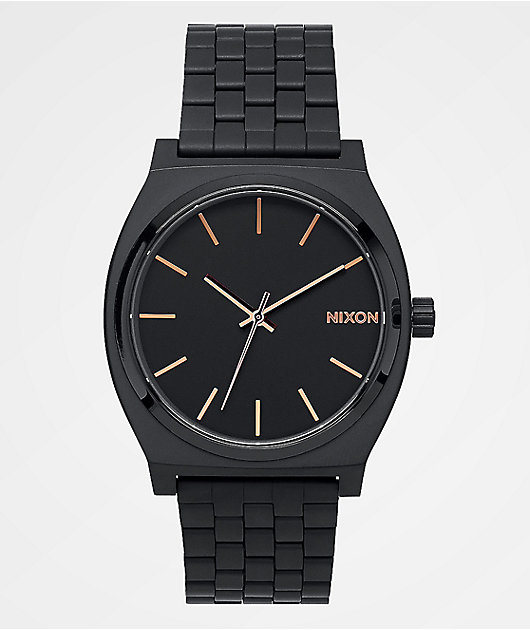 Nixon Time Teller reloj todo negro y oro rosa