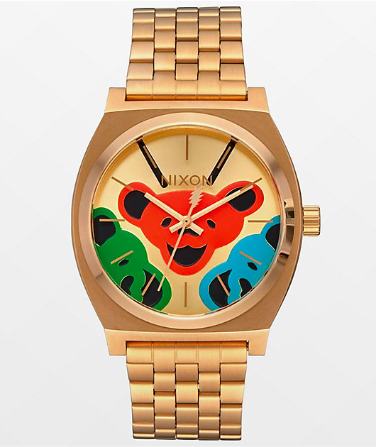 Nixon x The Grateful Dead Time Teller Gold & Bear Faces Analog Watch