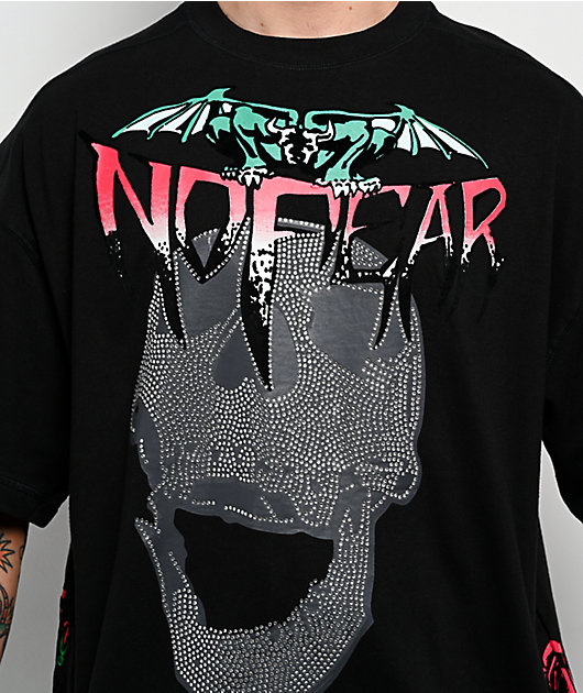 No Fear Roses Skull Black T-Shirt