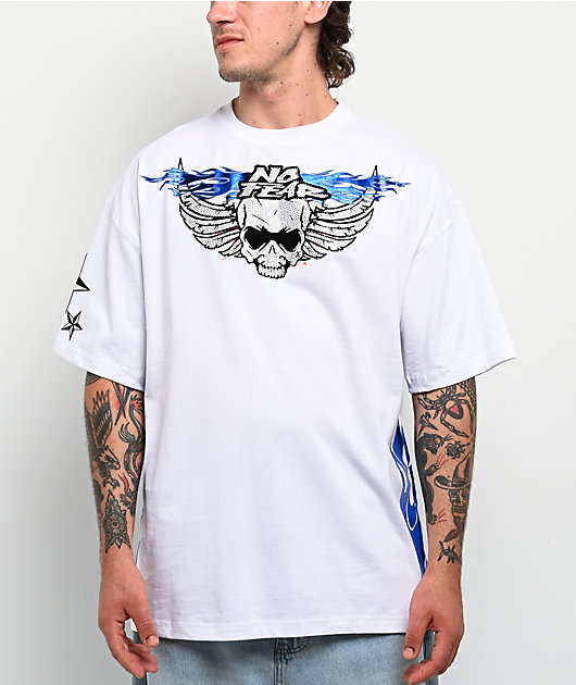 No Fear Skull Wings White T-Shirt