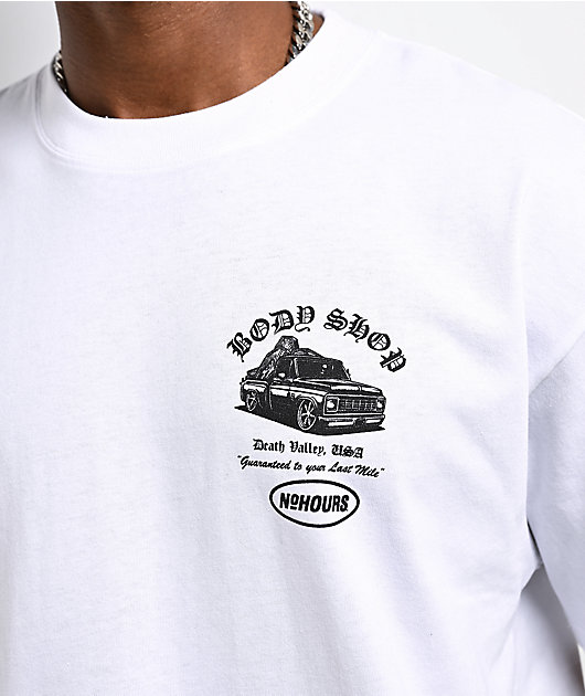 NoHours Body Shop White T-Shirt