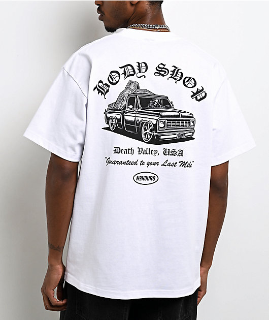 NoHours Body Shop White T-Shirt