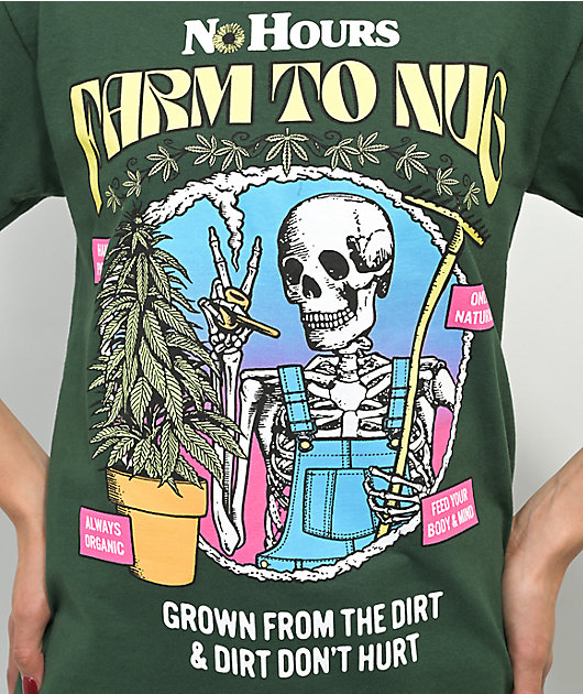 NoHours Farm To Nug Dark Green T-Shirt
