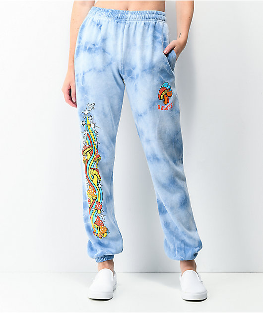 blue and white tie dye sweatpants