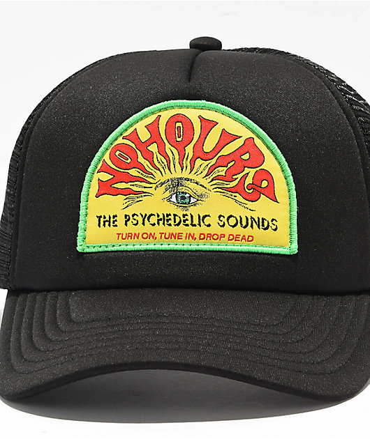 NoHours Psychedelic Sounds Black Trucker Hat