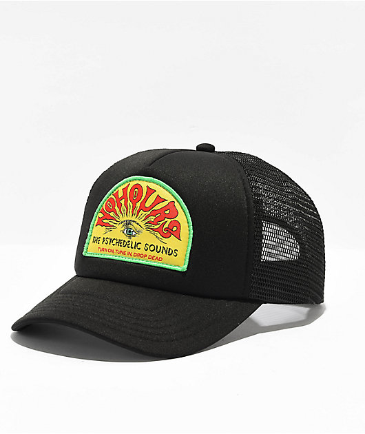 NoHours Psychedelic Sounds Black Trucker Hat