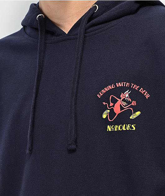 on running navy hoodie
