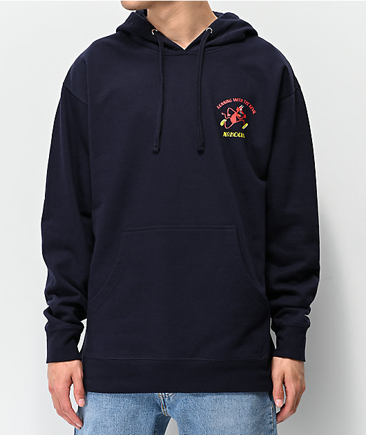 on running navy hoodie