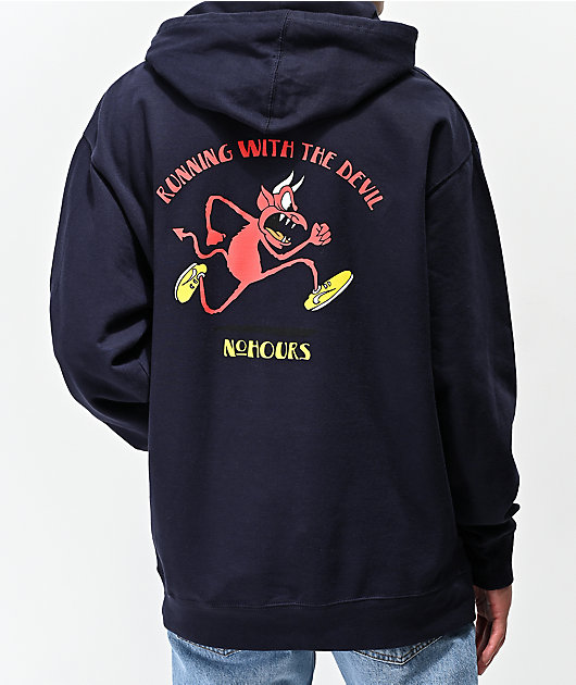on running navy hoodie