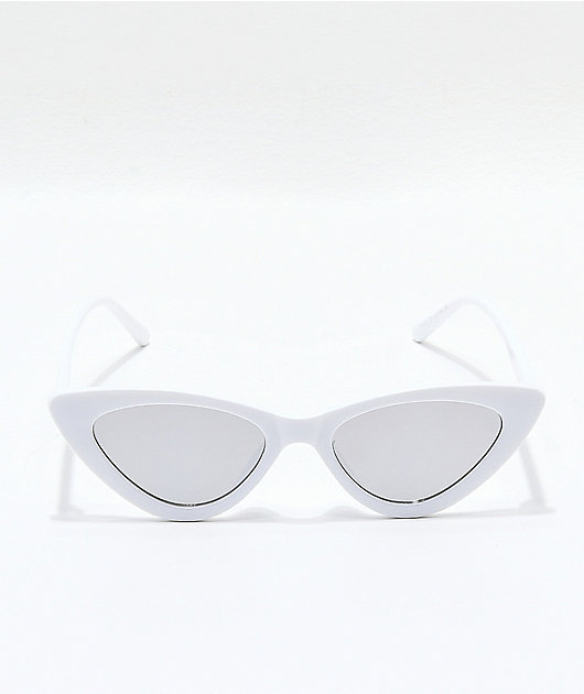 Novalee White Mirrored Cateye Sunglasses