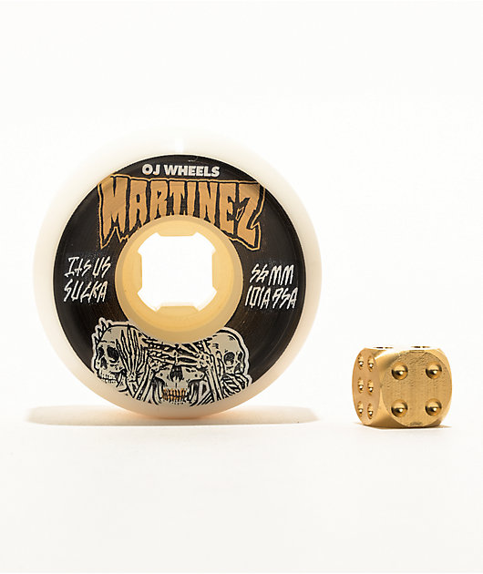 OJ Martinez Hear No Evil Double Duros 56mm 101a White Skateboard Wheels
