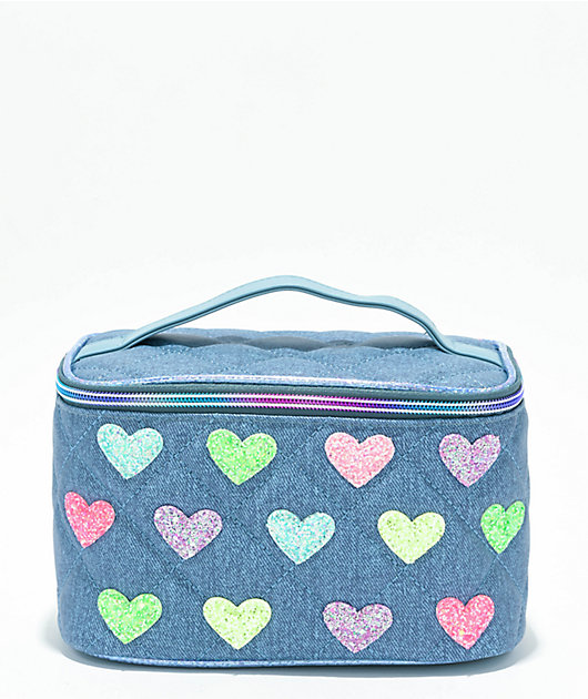 Omi♡ OMG Accessories Glitter Heart Patch Quilted Demin Glam Bag | Zumiez