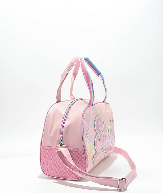 OMG Accessories Stuff Quilted Metallic Pink Duffle Bag | Zumiez