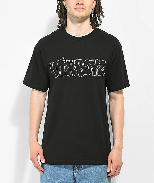 OTXBOYZ Rhinestone Throwie Black T-Shirt | Zumiez
