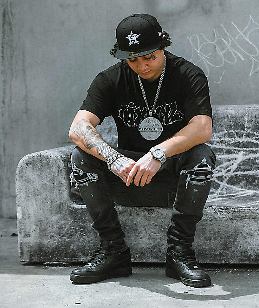 OTXBOYZ Rhinestone Throwie Black T-Shirt | Zumiez