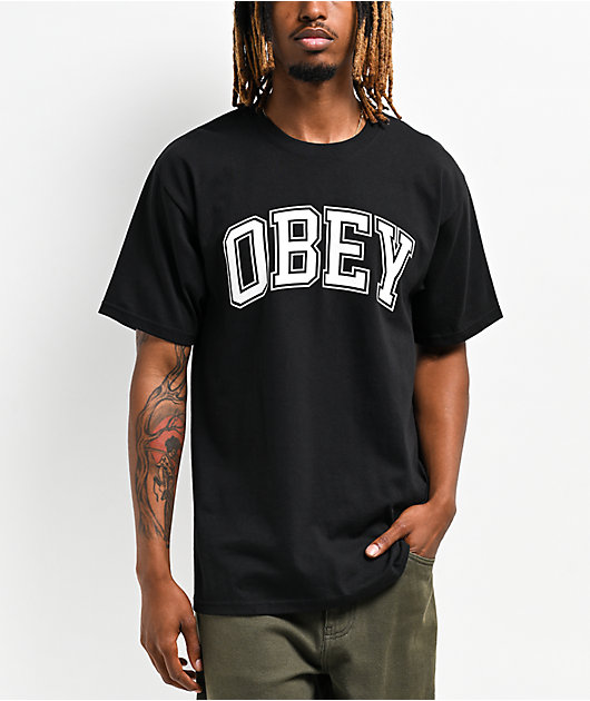 OBEY  ロゴTシャツ Obey Academic Logo Black T-Shirt | Zumiez
