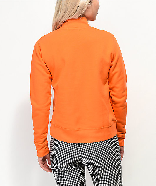 orange quarter zip pullover