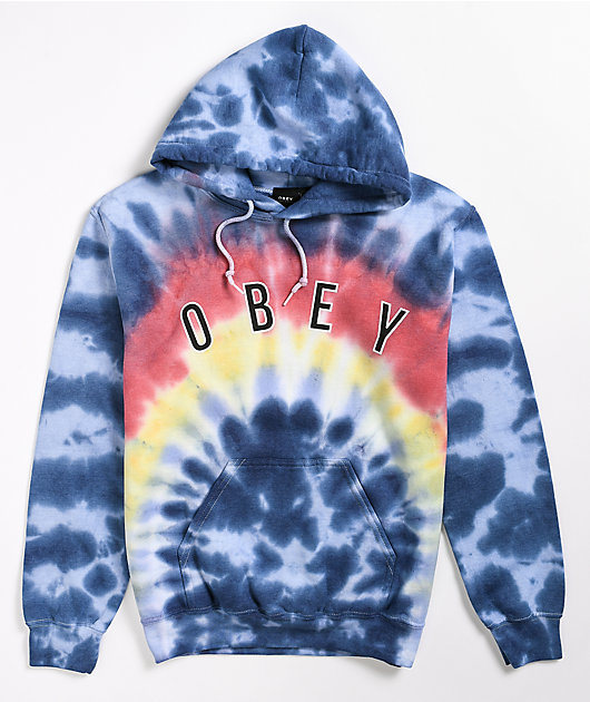 Obey Arch Rainbow Cloud Dye Hoodie