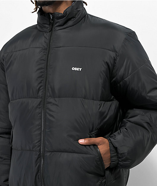 Obey Benny Black Reversable Puffer Jacket | Zumiez