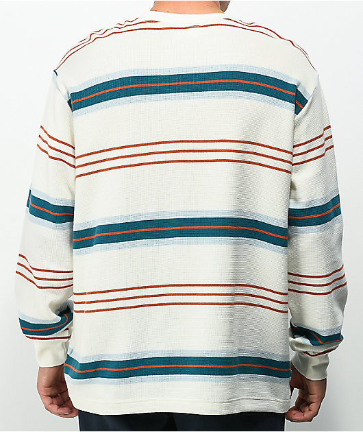 Obey Berto Thermal Stripe Cream Long Sleeve T-Shirt