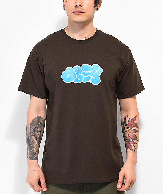 Obey Blown Up Brown T Shirt Zumiez