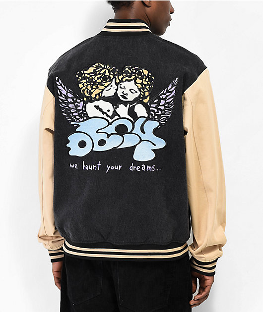 Obey Care Black & Tan Denim Varsity Jacket | Zumiez